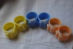 Vintage Perspex Lucite Napkin Rings Set of 6 Early Plastic Pastel Pink Peach Blue White and Yellow Kitchen Kitchenalia Dining Serving