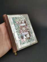 Load image into Gallery viewer, Vintage Red Letter New Testament Bible with Carved Mother of Pearl and Abalone Shell Front and Back Cover and Leather Spine 1940&#39;s Original
