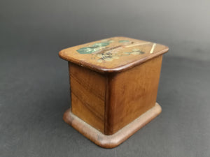Antique Match Box Holder Dispenser Treen Wood Wooden Cannes France Souvenir Hand Painted Original French