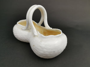 Antique Ceramic Basket White Porcelain Late 1800's - Early 1900's Original Miniature Figurine