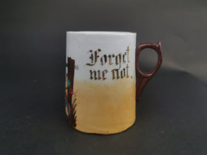 Antique Forget Me Not Pug Dog Tea Cup Mug Ceramic Porcelain Victorian Original Late 1800's