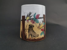 Load image into Gallery viewer, Antique Forget Me Not Pug Dog Tea Cup Mug Ceramic Porcelain Victorian Original Late 1800&#39;s
