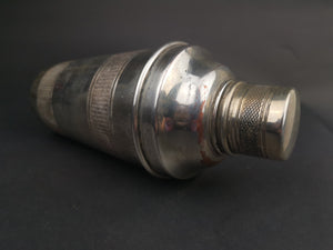 Vintage Cocktail Shaker Art Deco Silver Plated Metal with Measure Measuring Top Lid 1920's - 1930's Made in England