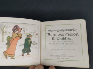 Antique Kate Greenaway's Birthday Book for Children Illustrated 1880's Victorian Original with 382 Illustrations by Kate Greenaway Miniature