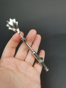 Antique Sugar Tongs Push Button Pick Up Silver Metal Early 1900's Original Made in England