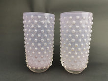 Load image into Gallery viewer, Vintage Pink Hobnail Glass Vases Set Pair of 2 Mid Century
