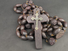 Load image into Gallery viewer, Vintage Rosary Beads French Large Wooden Prayer Beads Wood and Metal from Lourdes France
