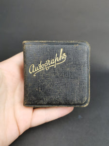 Vintage Miniature Autograph Book Black Leather with Original Poems Poetry Writing Signatures Etc. 1930's Original and Photo of Owner