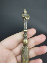 Load image into Gallery viewer, Antique Letter Opener Figural Novelty Johnnie Walker Whisky Advertising Man in Top Hat Brass Metal Victorian Rare
