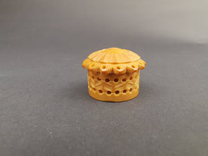 Antique Hand Carved Coquilla Nut Seed Pill Box or Ring Box Late 1800's Original Victorian