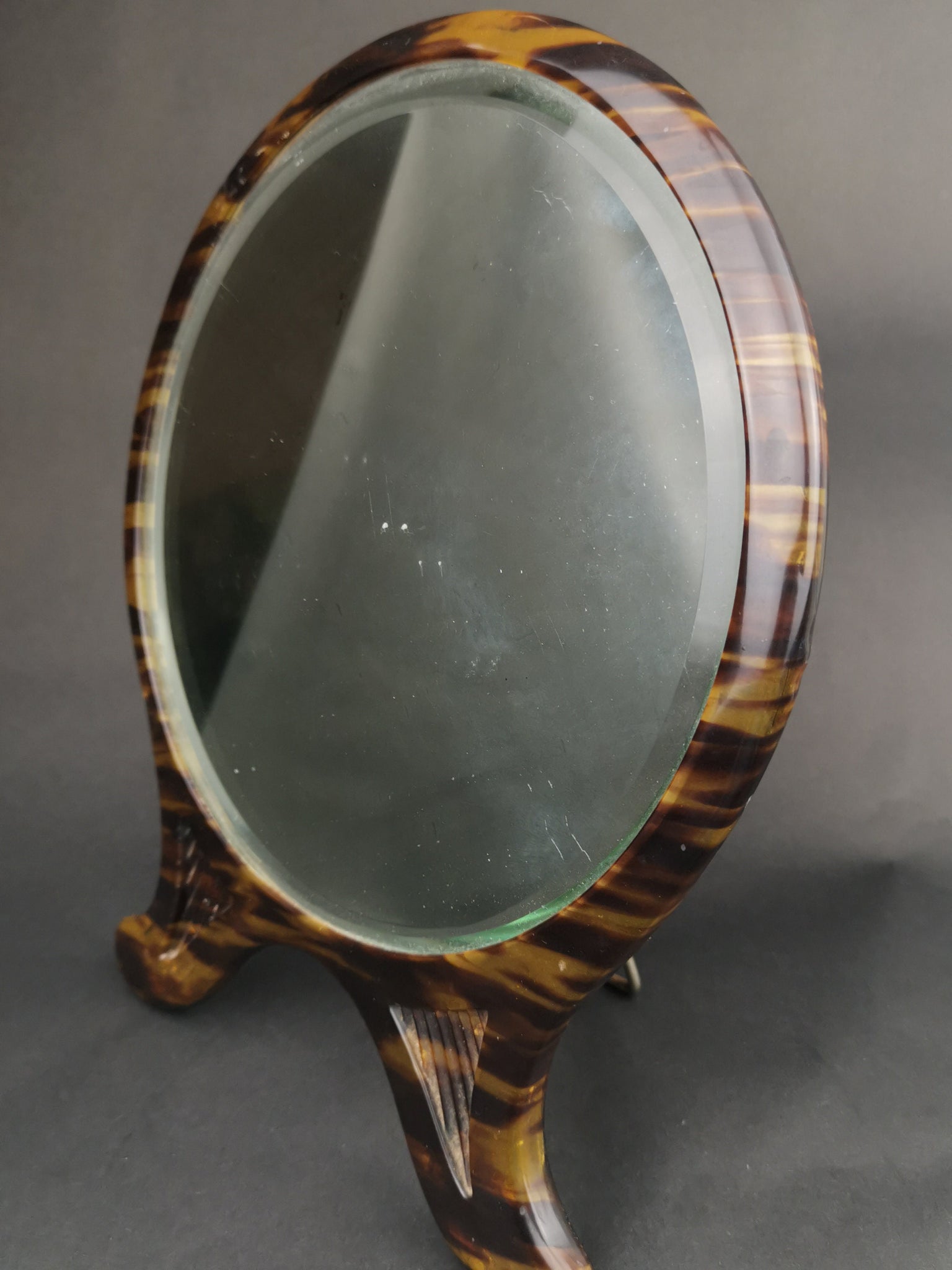 Vintage Vanity or Shaving Mirror Art Deco Faux Tortoise Shell Plastic Vintage Vanity or Shaving Mirror Art Deco Faux Tortoise Shell Plastic