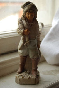 Antique Victorian Brothers Urbach Pottery Sculpture Figurine Late 1880's Boy Figure