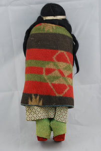 Antique Native American Indian Skookum Doll in Trade Blanket Clothes Vintage 1920's Straw Filled with Baby