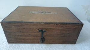 Antique Art Nouveau Wooden Jewelry or Trinket Box Early 1900's - 1920's Wood with Metal Closure