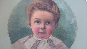 Antique Original Oil Painting Portrait of Boy Painted on Metal