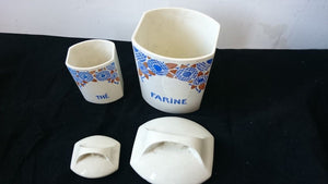 VIntage Art Deco French Kitchen Storage Jars Set of 2 1920's - 1930's Tea and Flour Canisters