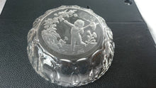 Load image into Gallery viewer, Vintage French Intaglio Glass Candy Bowl of Child Catching Butterflies 1930&#39;s Bacarat
