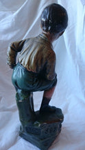 Load image into Gallery viewer, Vintage Tennis Player Boy Chalkware Figurine Sculpture Statue 1930&#39;s
