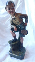 Load image into Gallery viewer, Vintage Tennis Player Boy Chalkware Figurine Sculpture Statue 1930&#39;s
